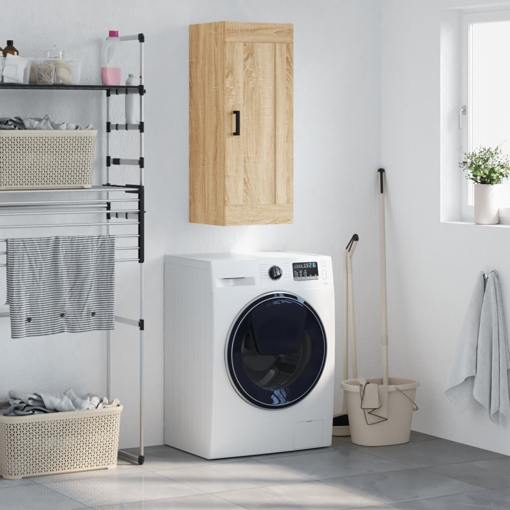 vidaXL Стенен шкаф дъб сонома 345x34x90 см инженерно дърво