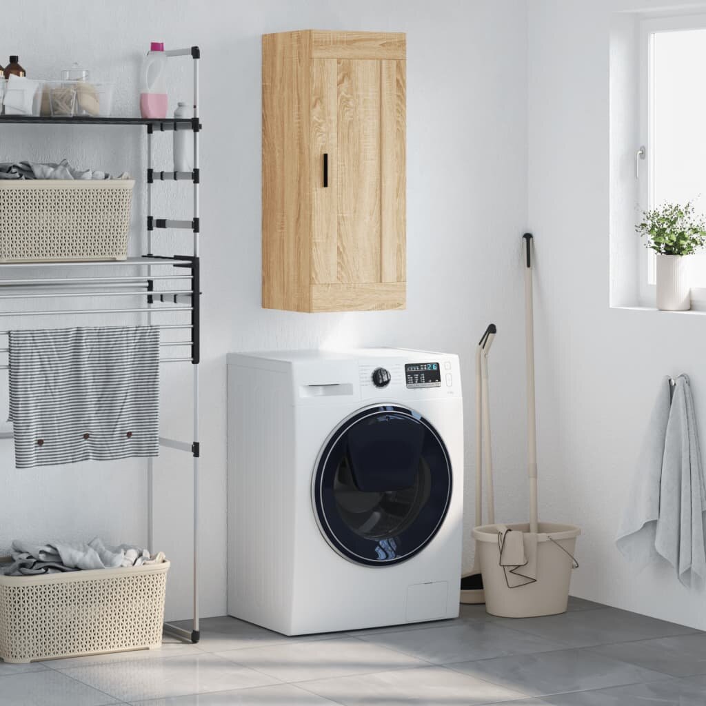 vidaXL Стенен шкаф дъб сонома 345x34x90 см инженерно дърво