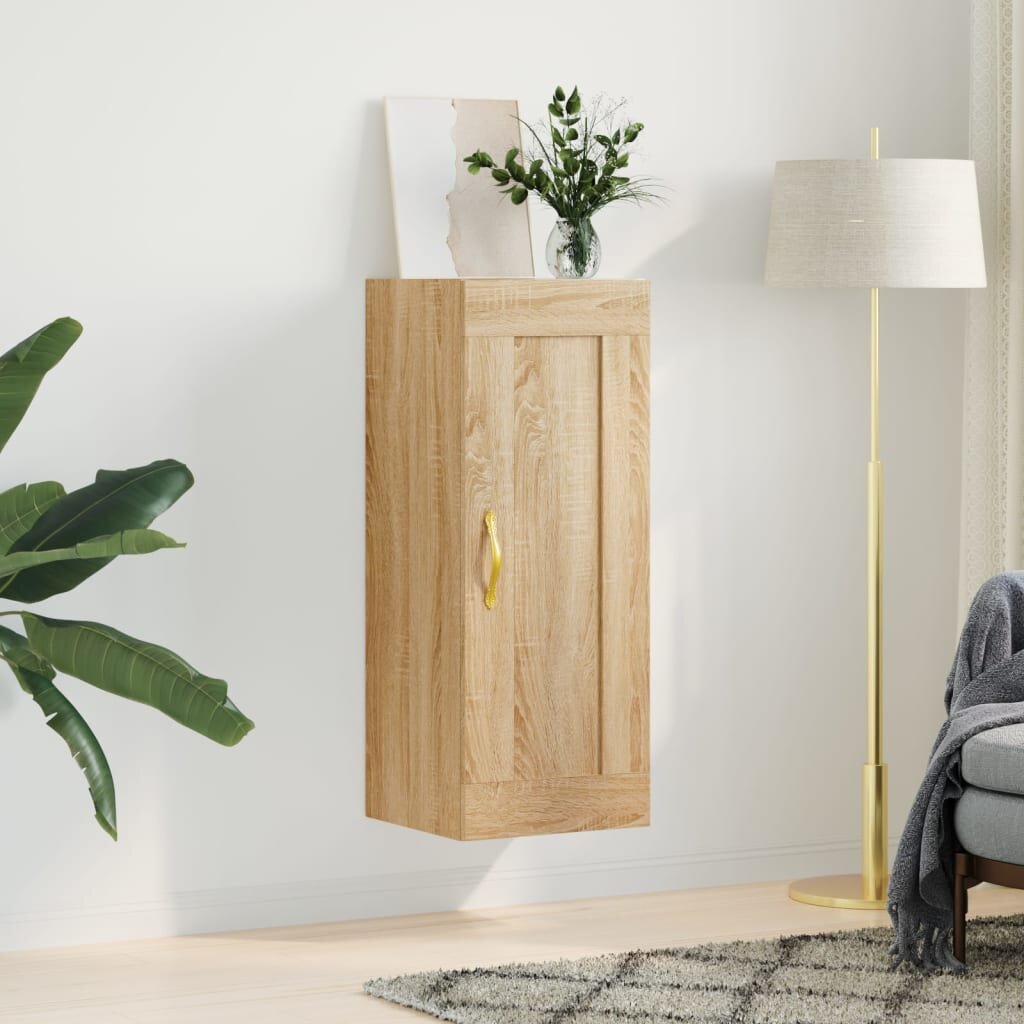 vidaXL Стенен шкаф дъб сонома 345x34x90 см инженерно дърво