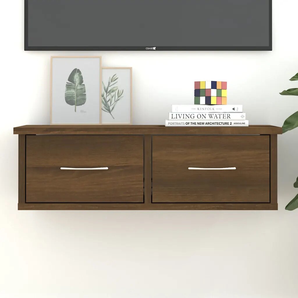 vidaXL Стенен шкаф кафяв дъб 60x26x185 см инженерно дърво