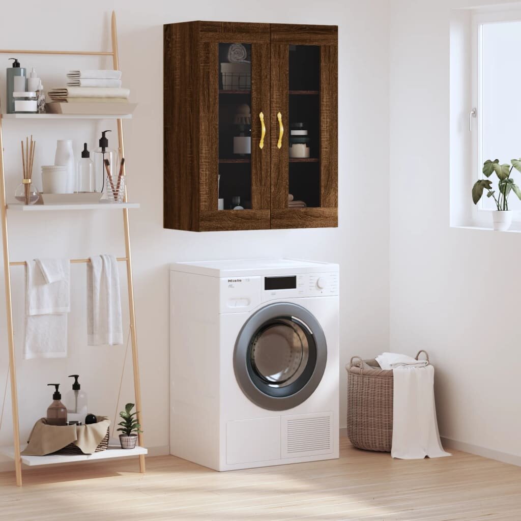 vidaXL Стенен шкаф кафяв дъб 695x34x90 см