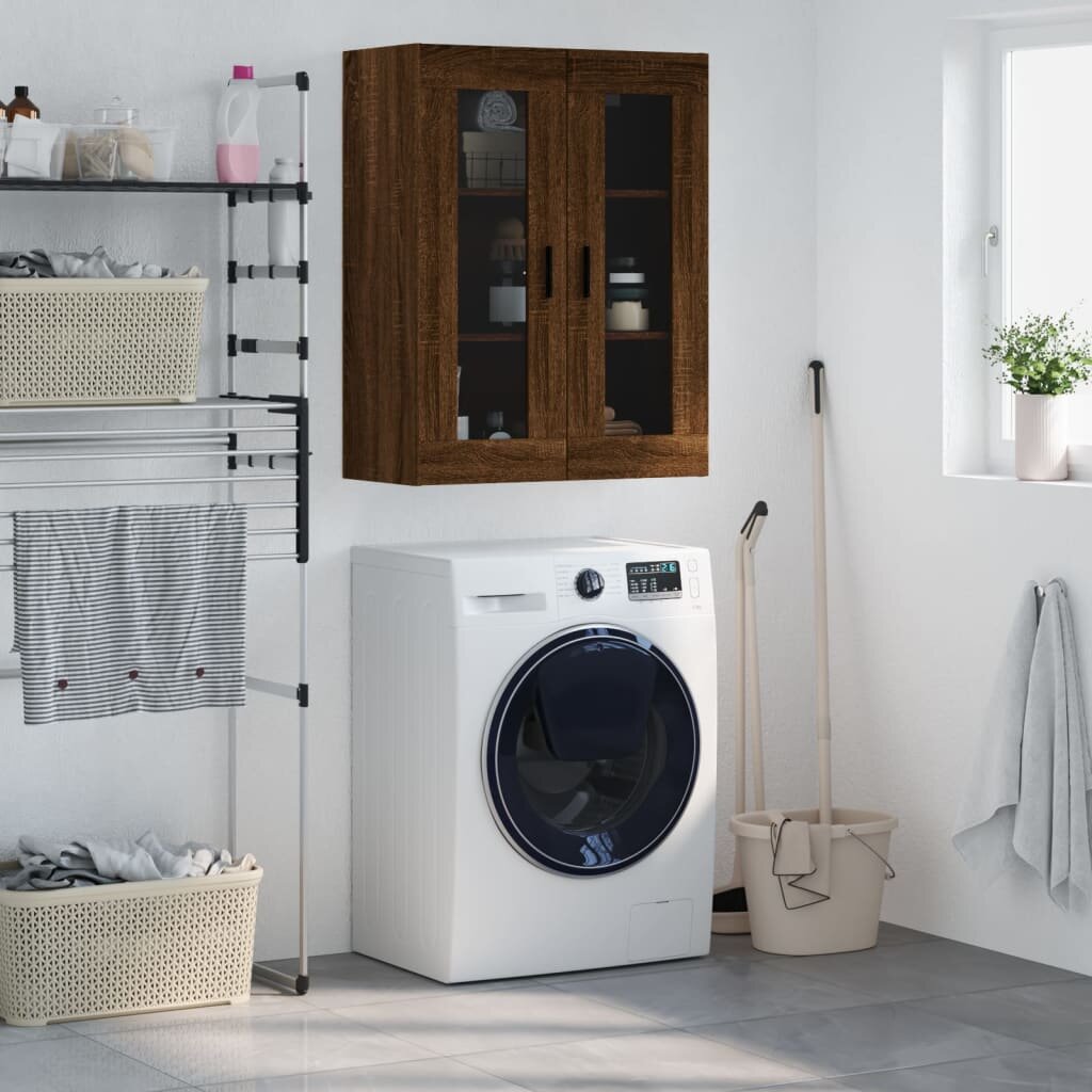vidaXL Стенен шкаф кафяв дъб 695x34x90 см