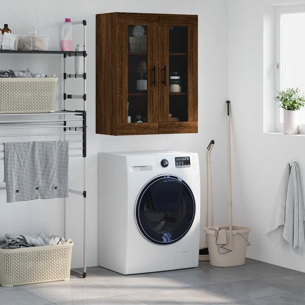 vidaXL Стенен шкаф кафяв дъб 695x34x90 см