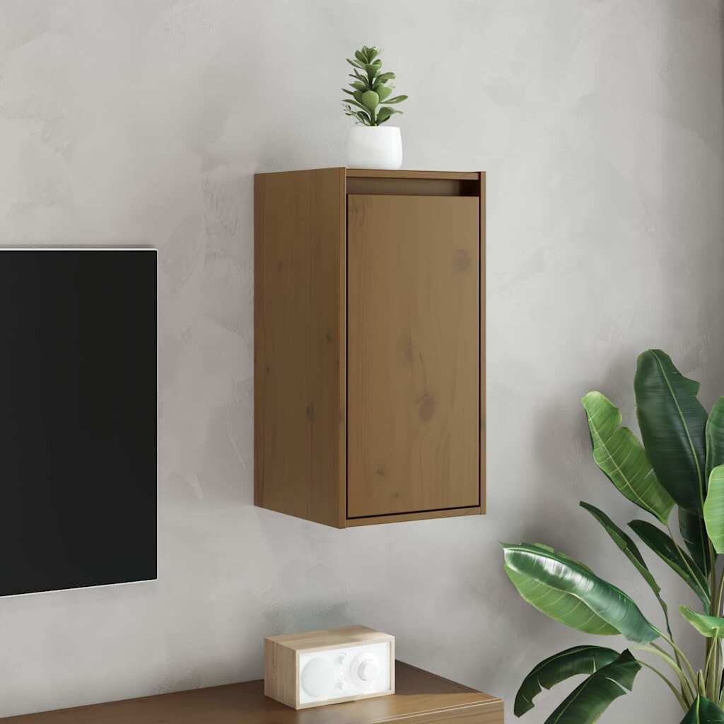 vidaXL Стенен шкаф меденокафяв 30x30x60 см борово дърво масив
