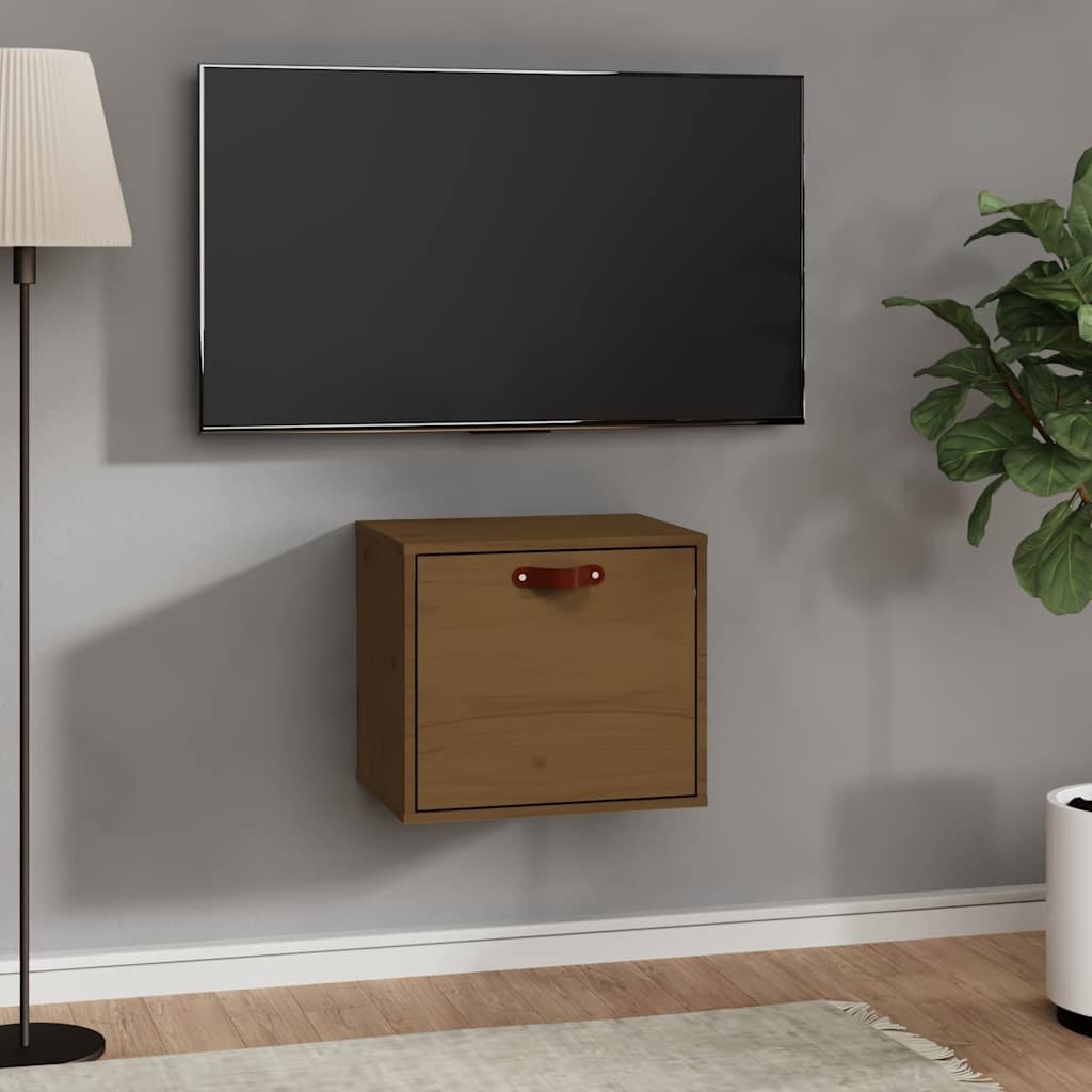 vidaXL Стенен шкаф меденокафяв 40x30x35 см борово дърво масив