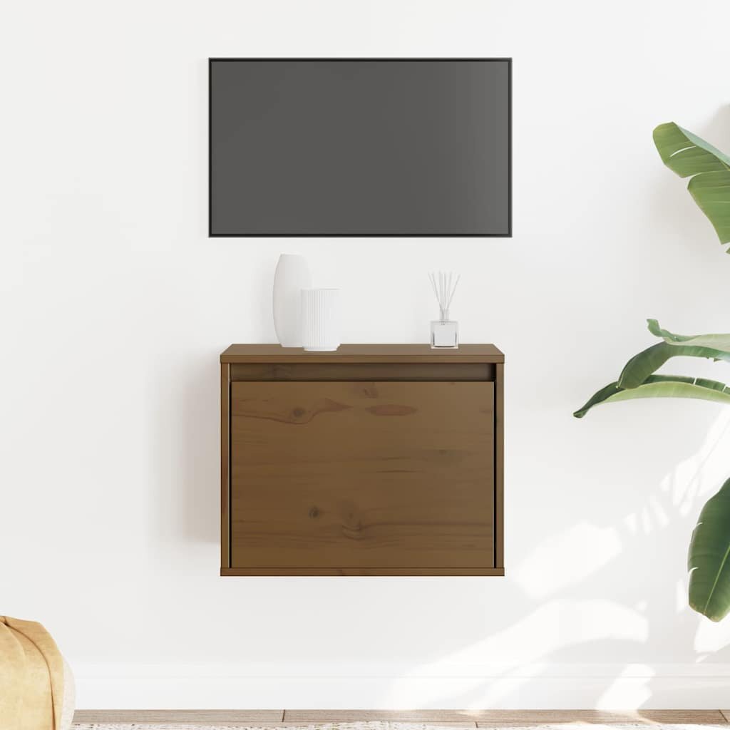 vidaXL Стенен шкаф меденокафяв 45x30x35 см бор масив