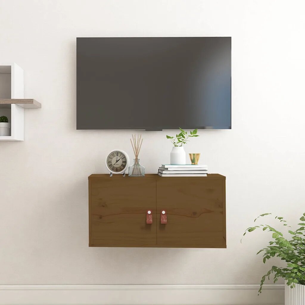 vidaXL Стенен шкаф меденокафяв 60x30x30 см борово дърво масив