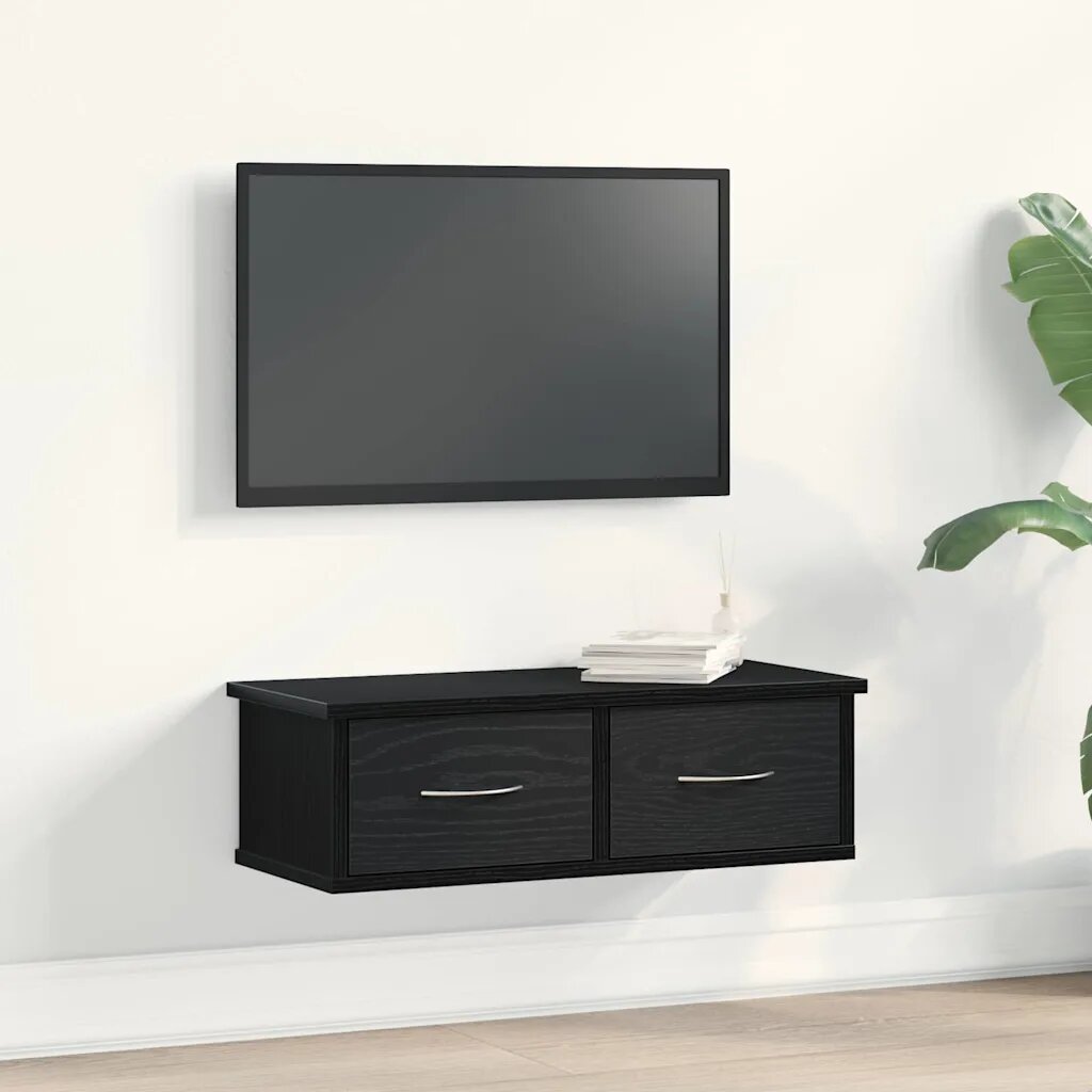 vidaXL Стенен шкаф Монтиране на стена Черния дъб 60 x 26 x 185 см