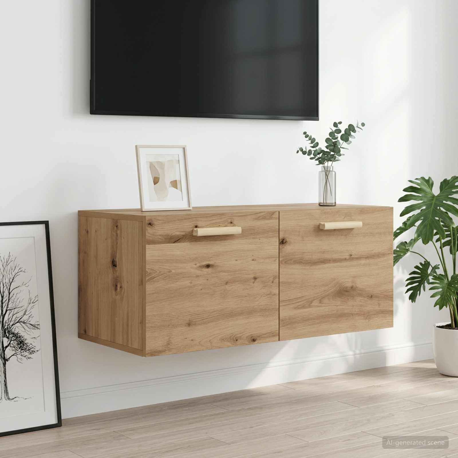 vidaXL Стенен шкаф Монтиране на стена Дъб артизан 80 x 365 x 35 cm