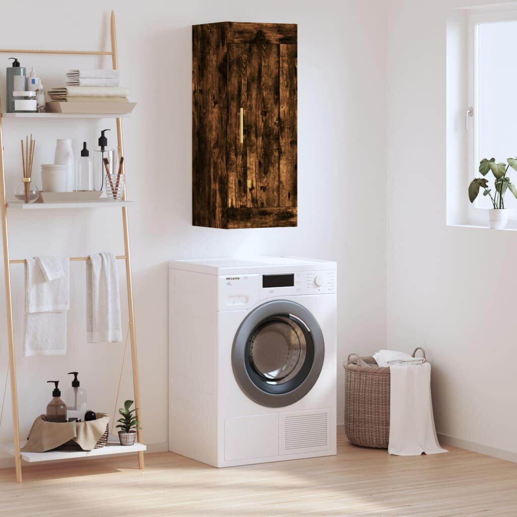 vidaXL Стенен шкаф опушен дъб 345x34x90 см инженерно дърво