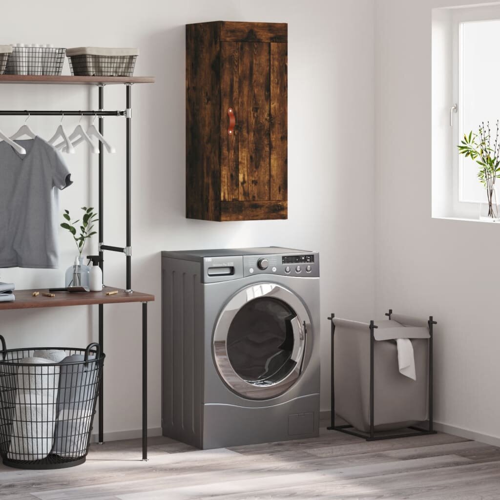 vidaXL Стенен шкаф опушен дъб 345x34x90 см инженерно дърво