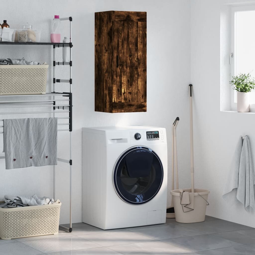 vidaXL Стенен шкаф опушен дъб 345x34x90 см инженерно дърво