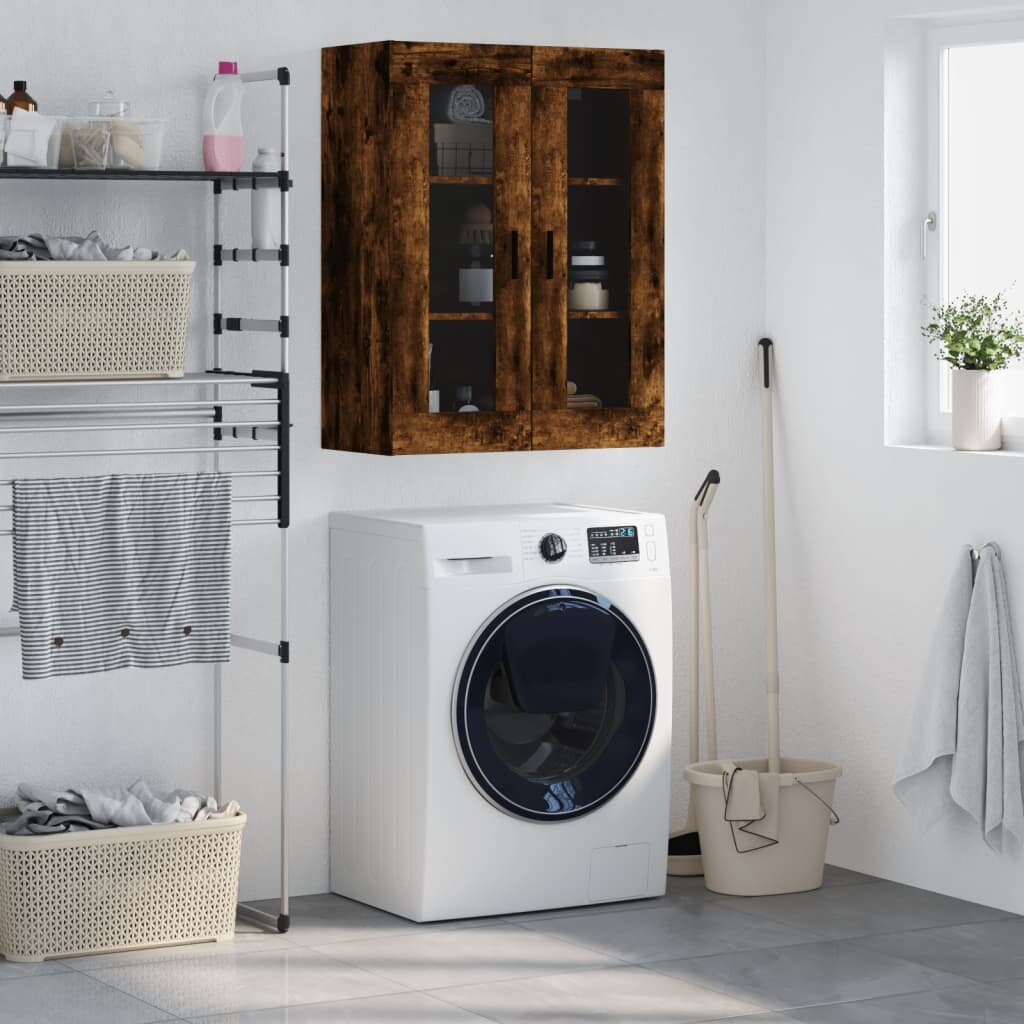 vidaXL Стенен шкаф опушен дъб 695x34x90 см