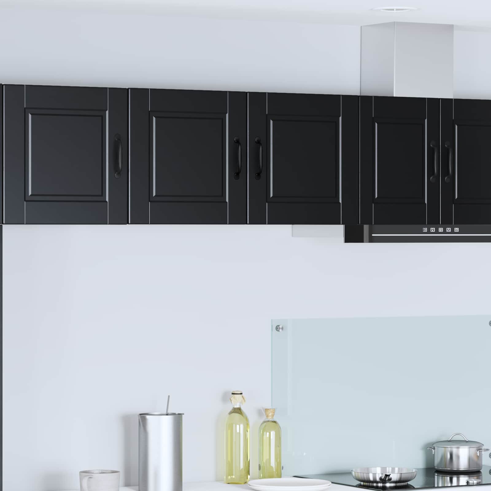 vidaXL Стенен шкаф PORTO Черно 80 x 31 x 40 см Инженерна дървесина