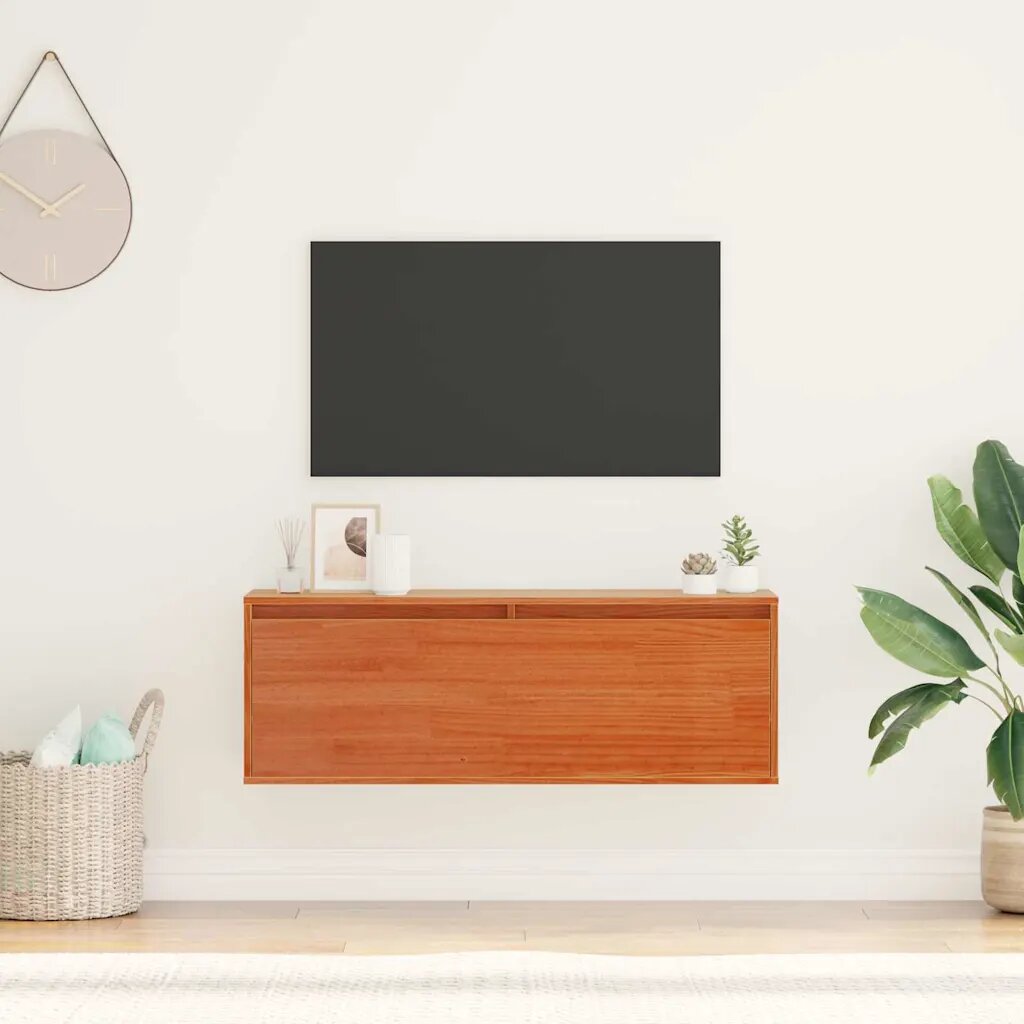 vidaXL Стенен шкаф с рафт Кафяво с восъчно покритие 100 x 30 x 35 см