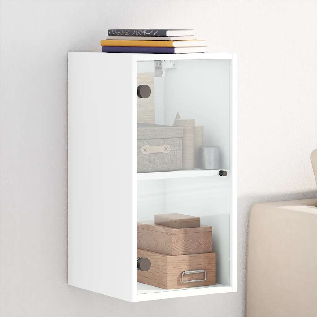 vidaXL Стенен шкаф със стъклени врати бял 35x37x685 см
