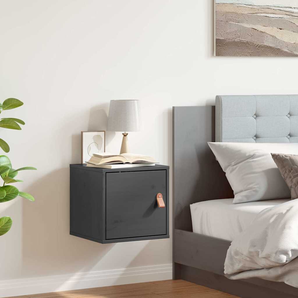 vidaXL Стенен шкаф сив 315x30x30 см борово дърво масив