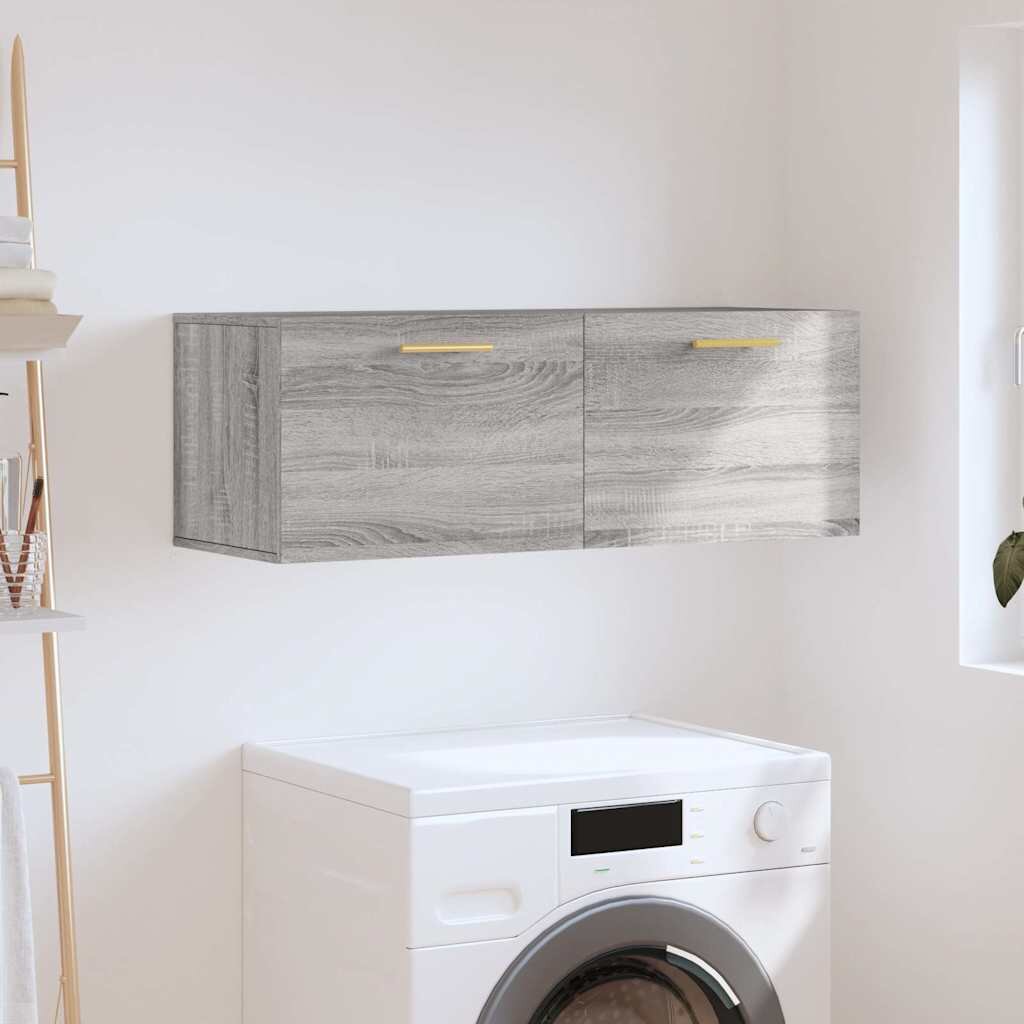 vidaXL Стенен шкаф сив сонома 100x365x35 см инженерно дърво