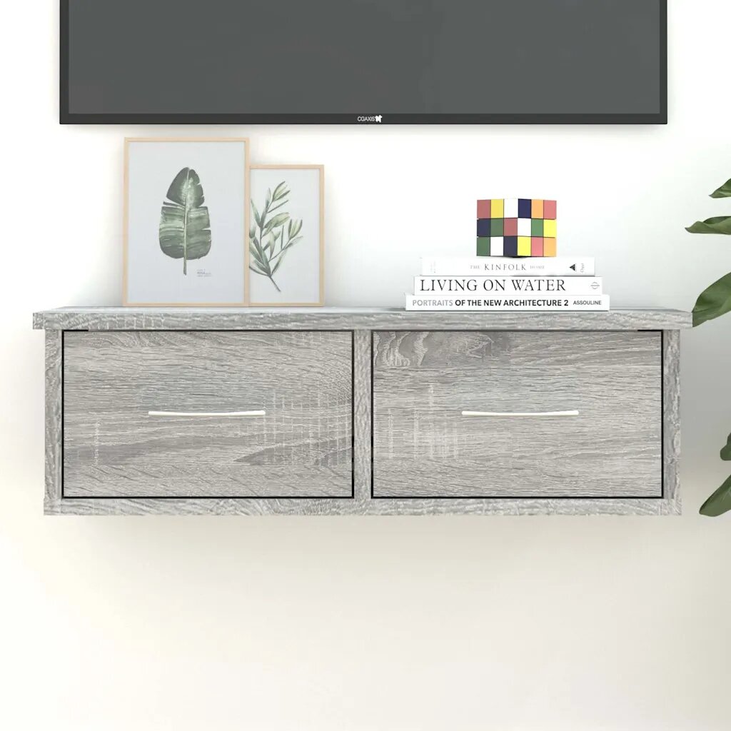 vidaXL Стенен шкаф сив сонома 60x26x185 см инженерно дърво