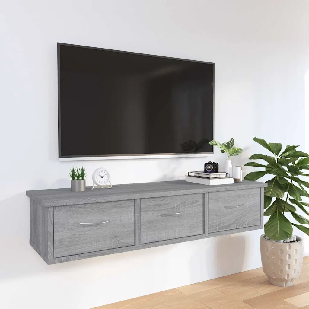 vidaXL Стенен шкаф сив сонома 88x26x185 см инженерно дърво