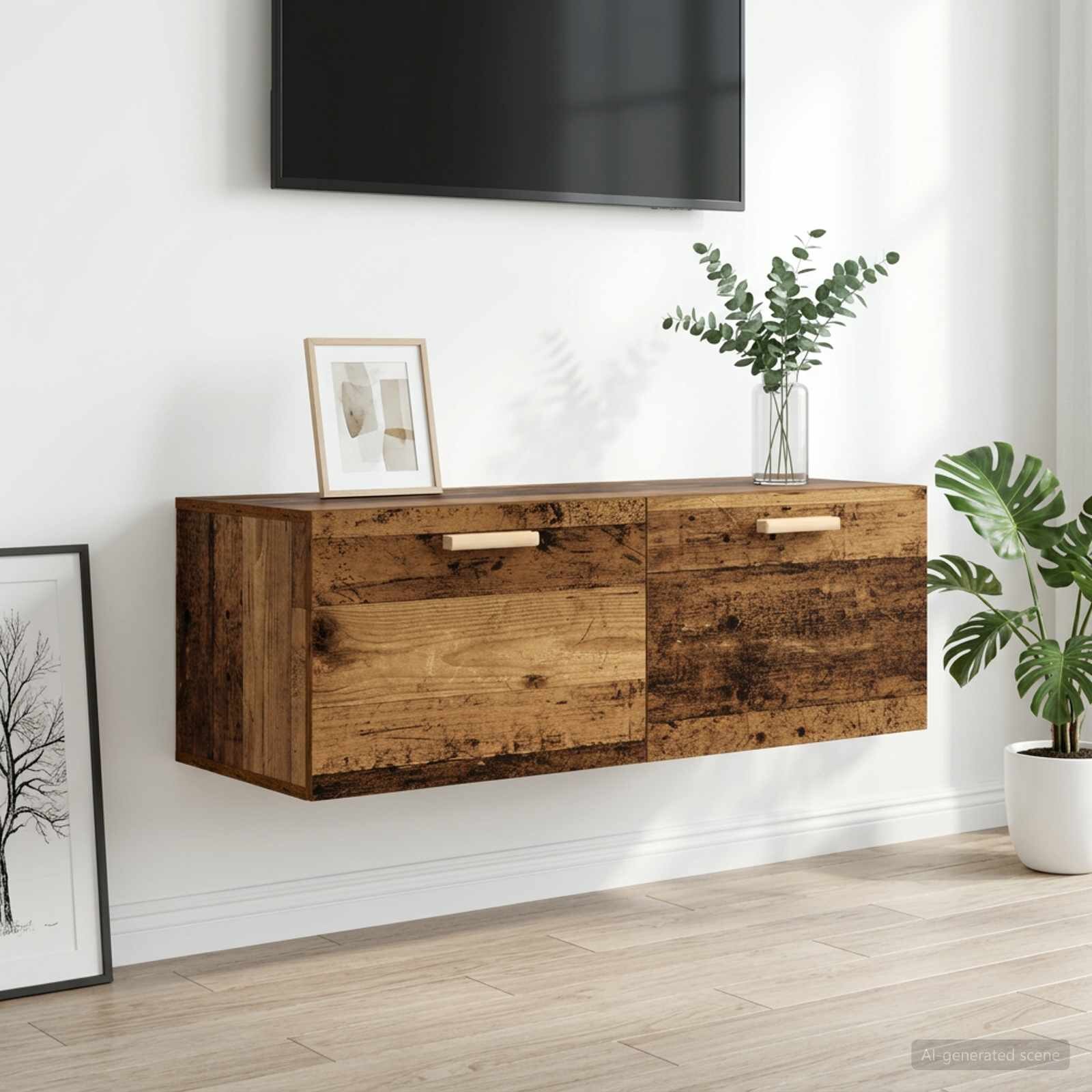 vidaXL Стенен шкаф Старо дърво 100 x 365 x 35 cm Инженерна дървесина