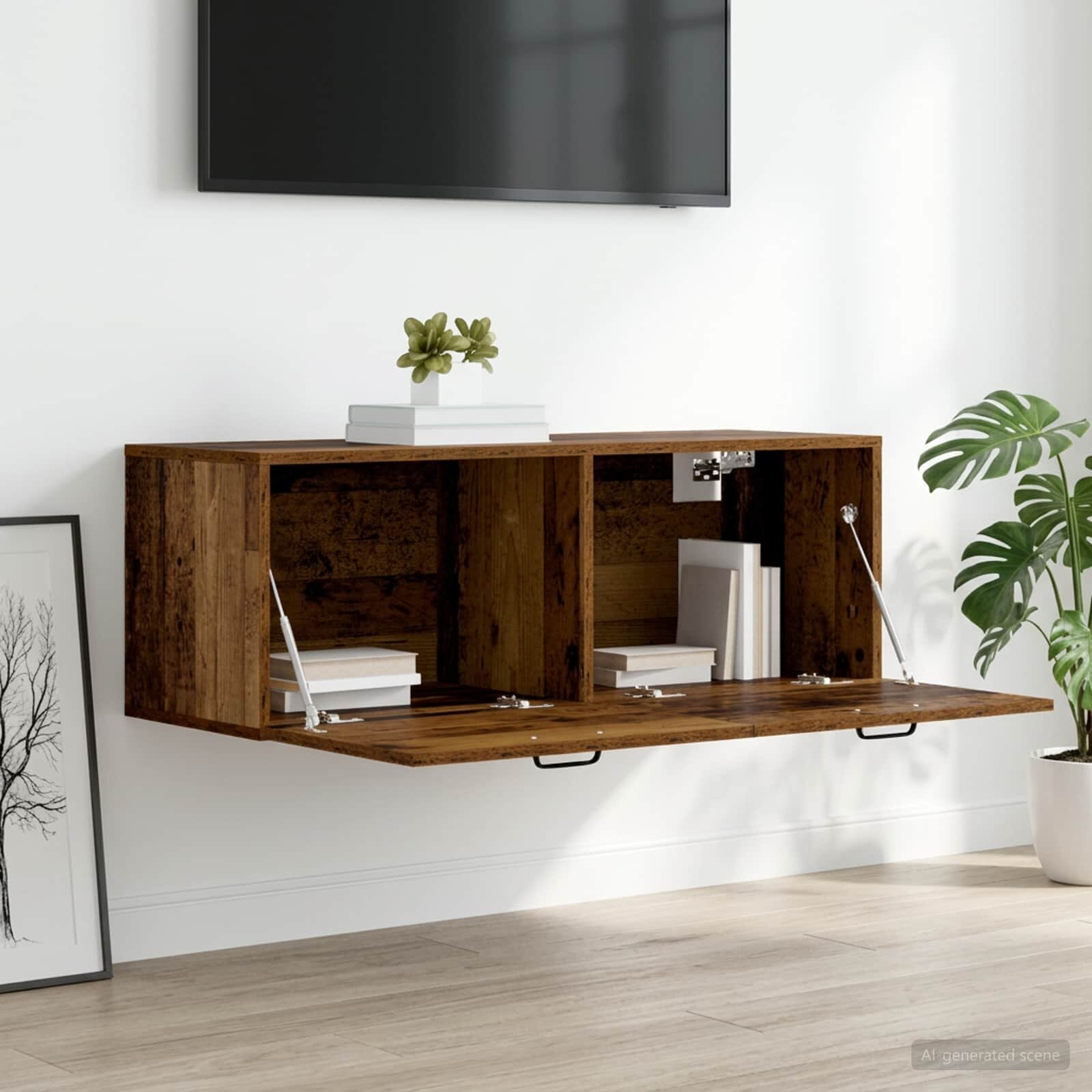 vidaXL Стенен шкаф Старо дърво 100 x 365 x 35 cm Инженерна дървесина