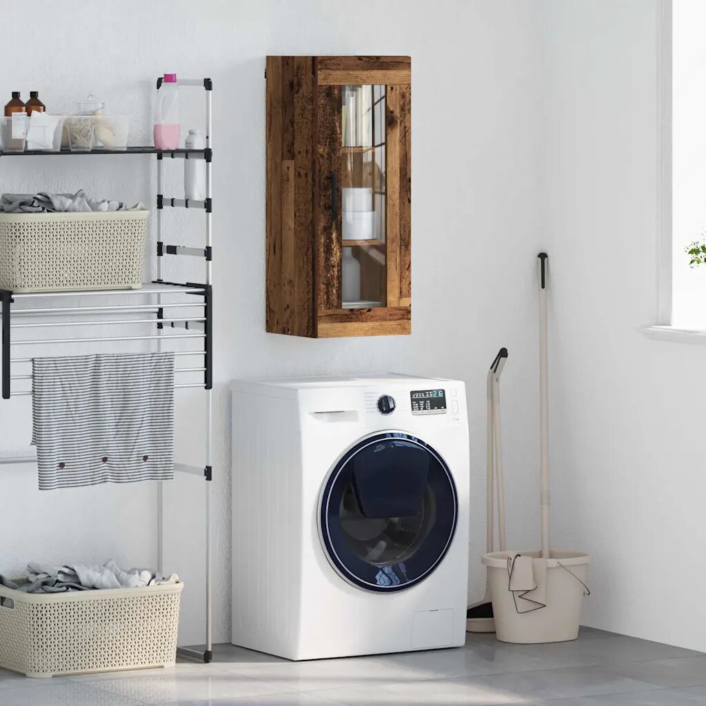 vidaXL Стенен шкаф Старо дърво 345 x 34 x 90 см