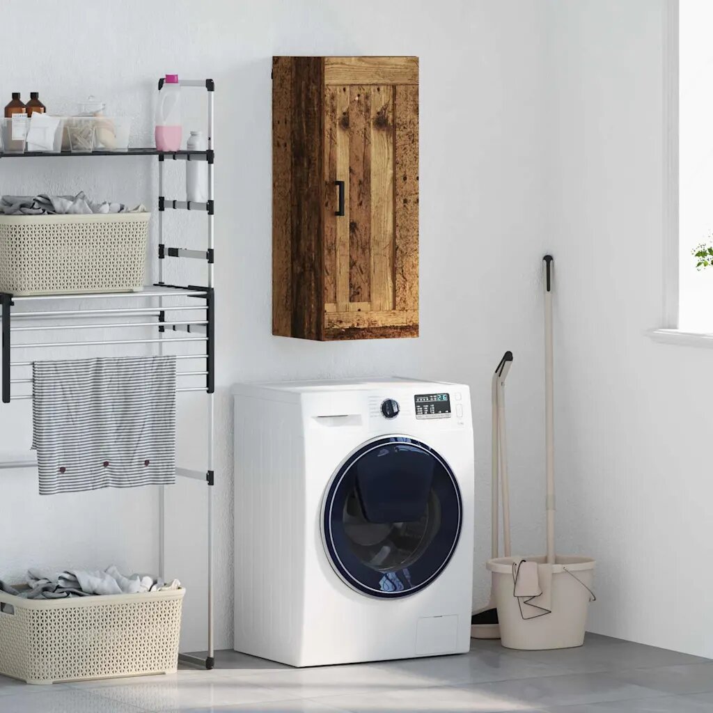 vidaXL Стенен шкаф Старо дърво 345 x 34 x 90 см Инженерна дървесина