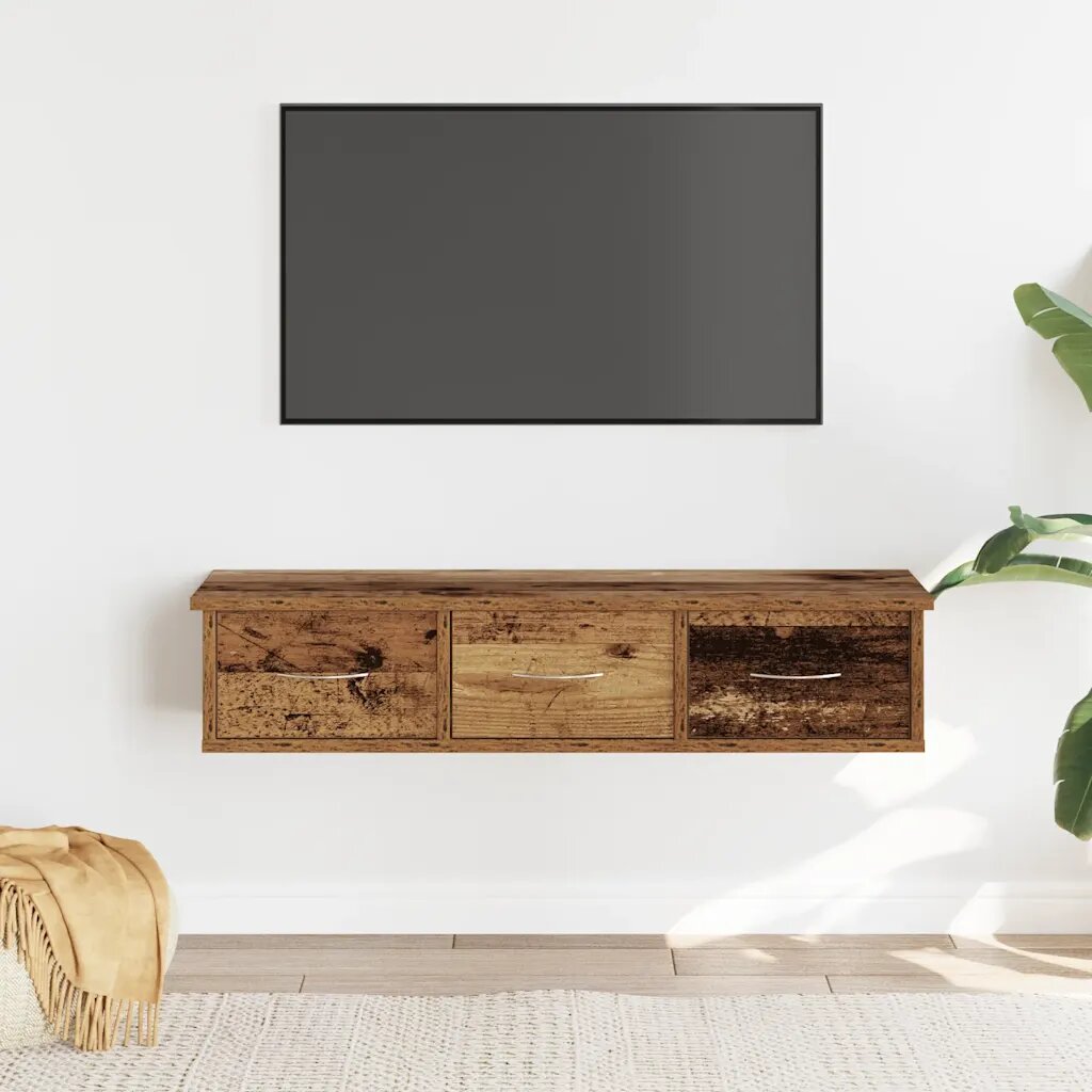 vidaXL Стенен шкаф старо дърво 88x26x185 см инженерно дърво