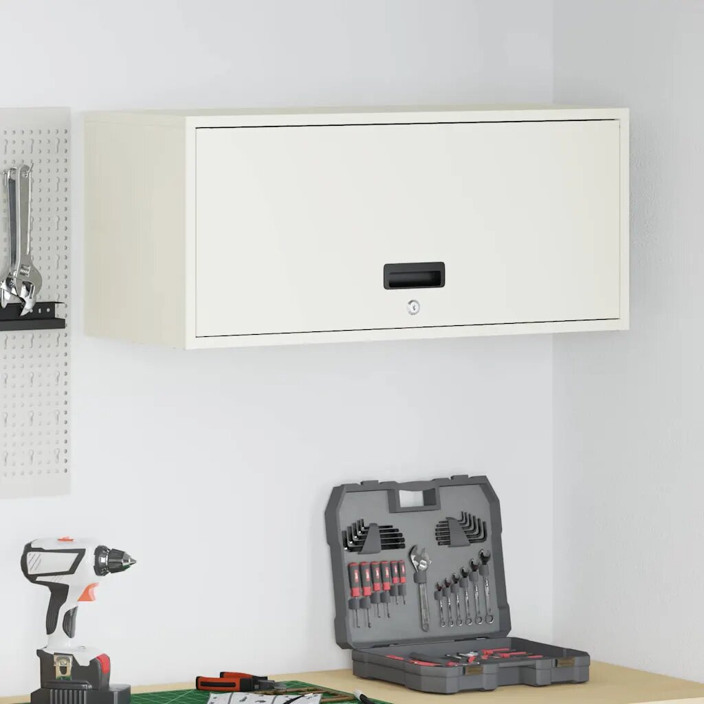 vidaXL Стенен шкаф за гараж Бяло 80 x 33 x 35 см