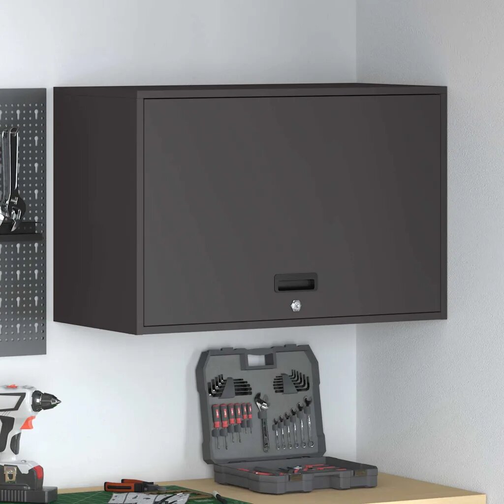 vidaXL Стенен шкаф за гараж Черно 80 x 40 x 53 см