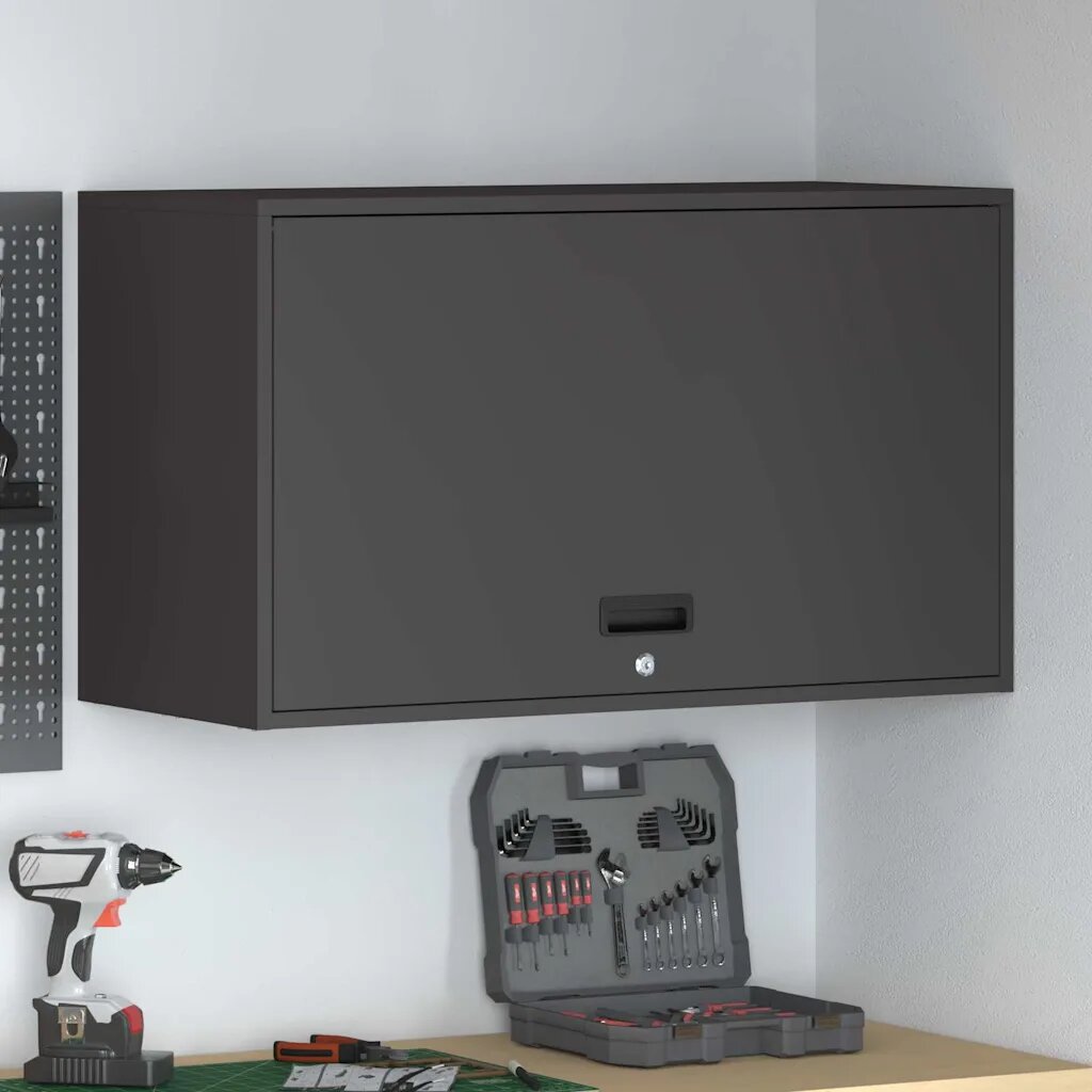 vidaXL Стенен шкаф за гараж Черно 90 x 40 x 53 см