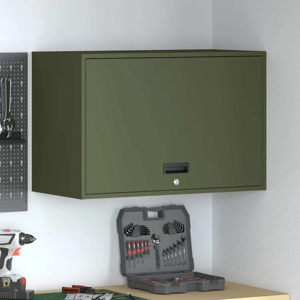 vidaXL Стенен шкаф за гараж Маслиненозелен 80 x 40 x 53 см