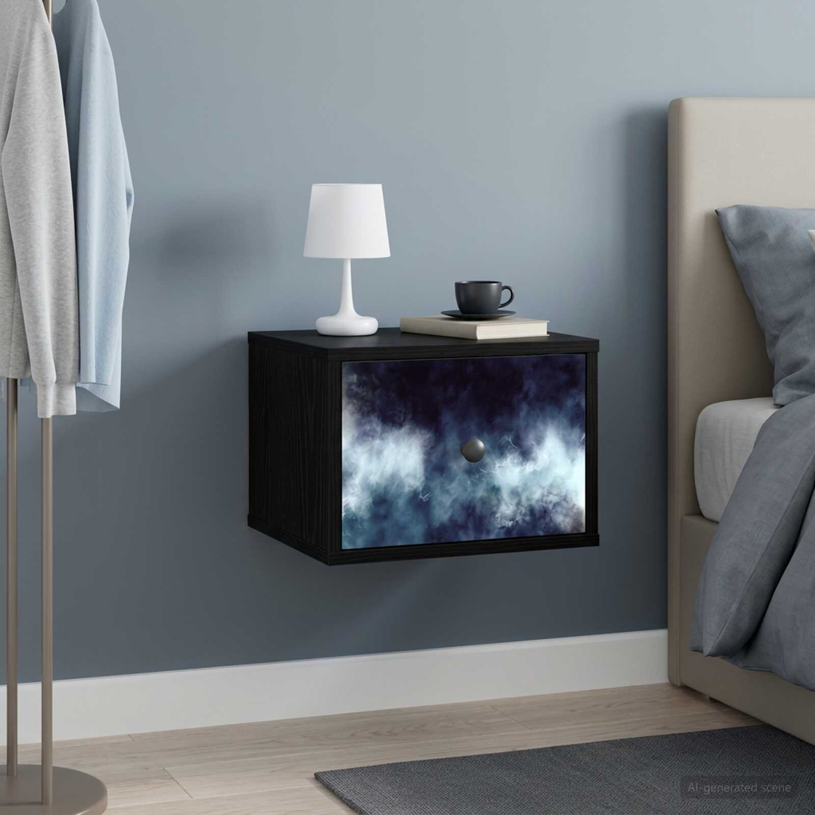 vidaXL Стенен шкаф за нощно шкафче RAALTE Черен дъб 36 x 33 x 25 см