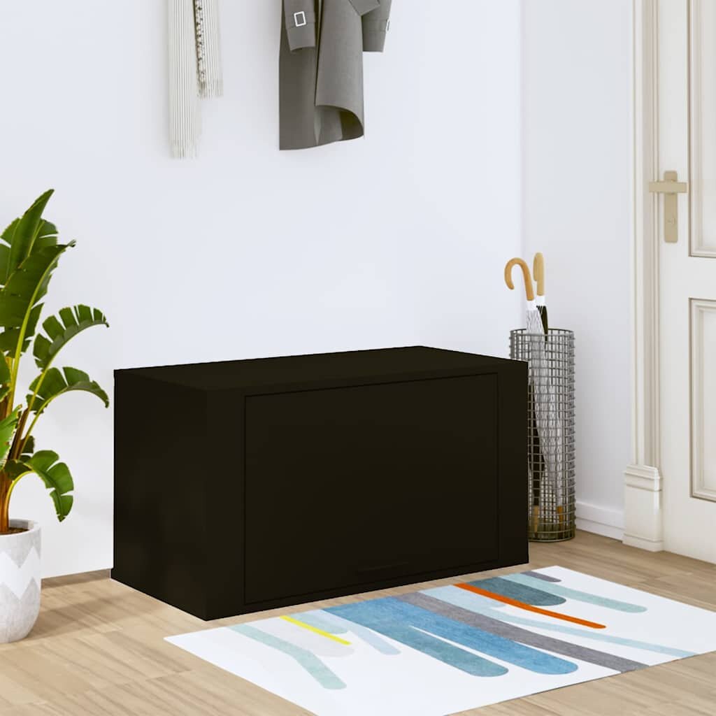 vidaXL Стенен шкаф за обувки черен 70x35x38 см инженерно дърво