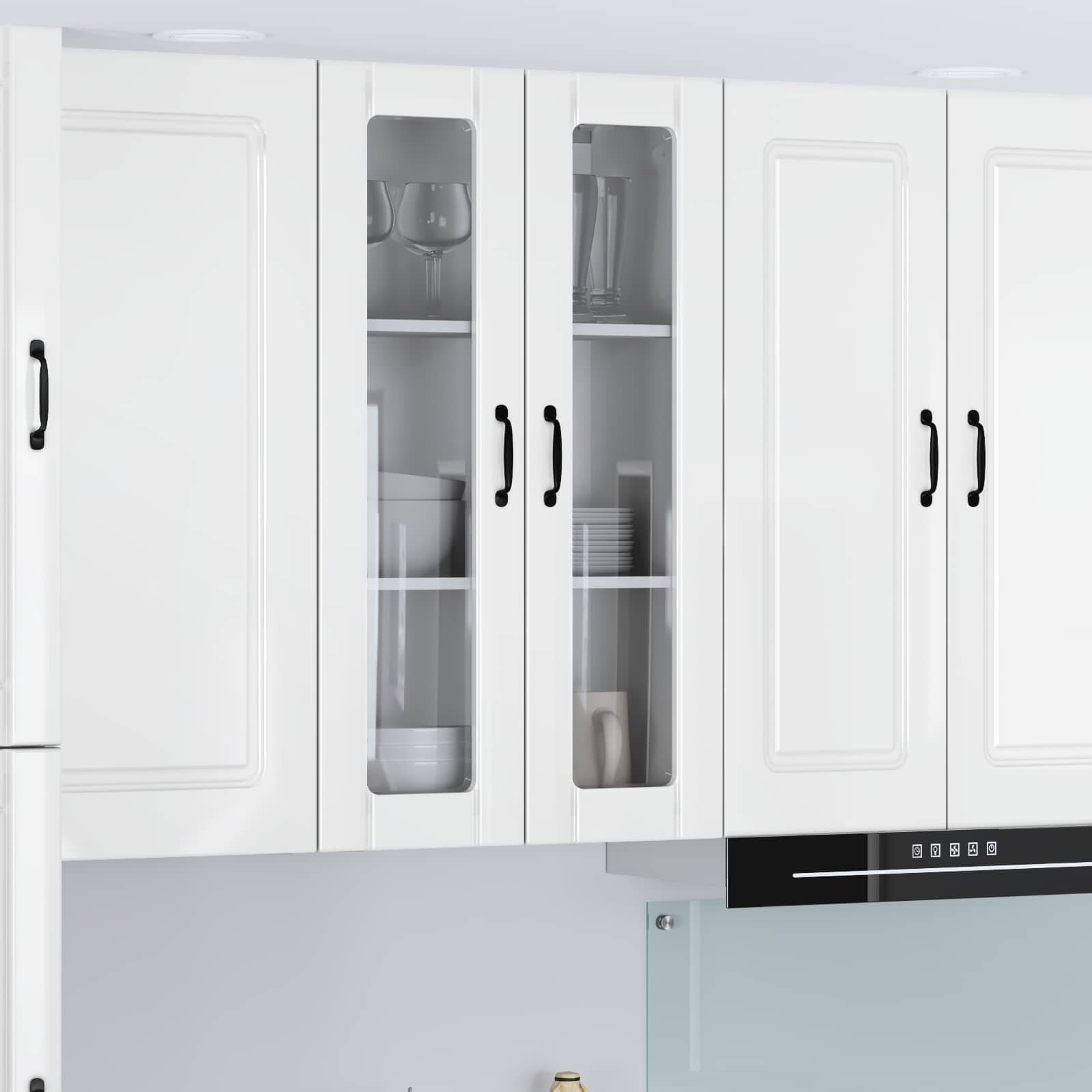 vidaXL Стенен стъклен шкаф LUCCA Бял гланц 60 x 31 x 100 см