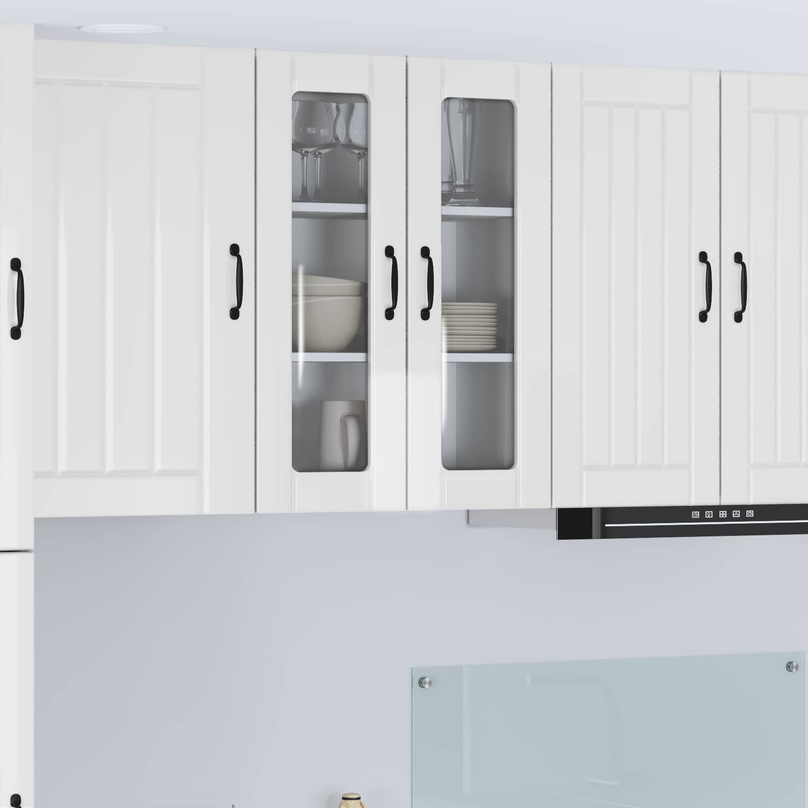 vidaXL Стенен стъклен шкаф LUCCA Бял гланц 60 x 31 x 80 см