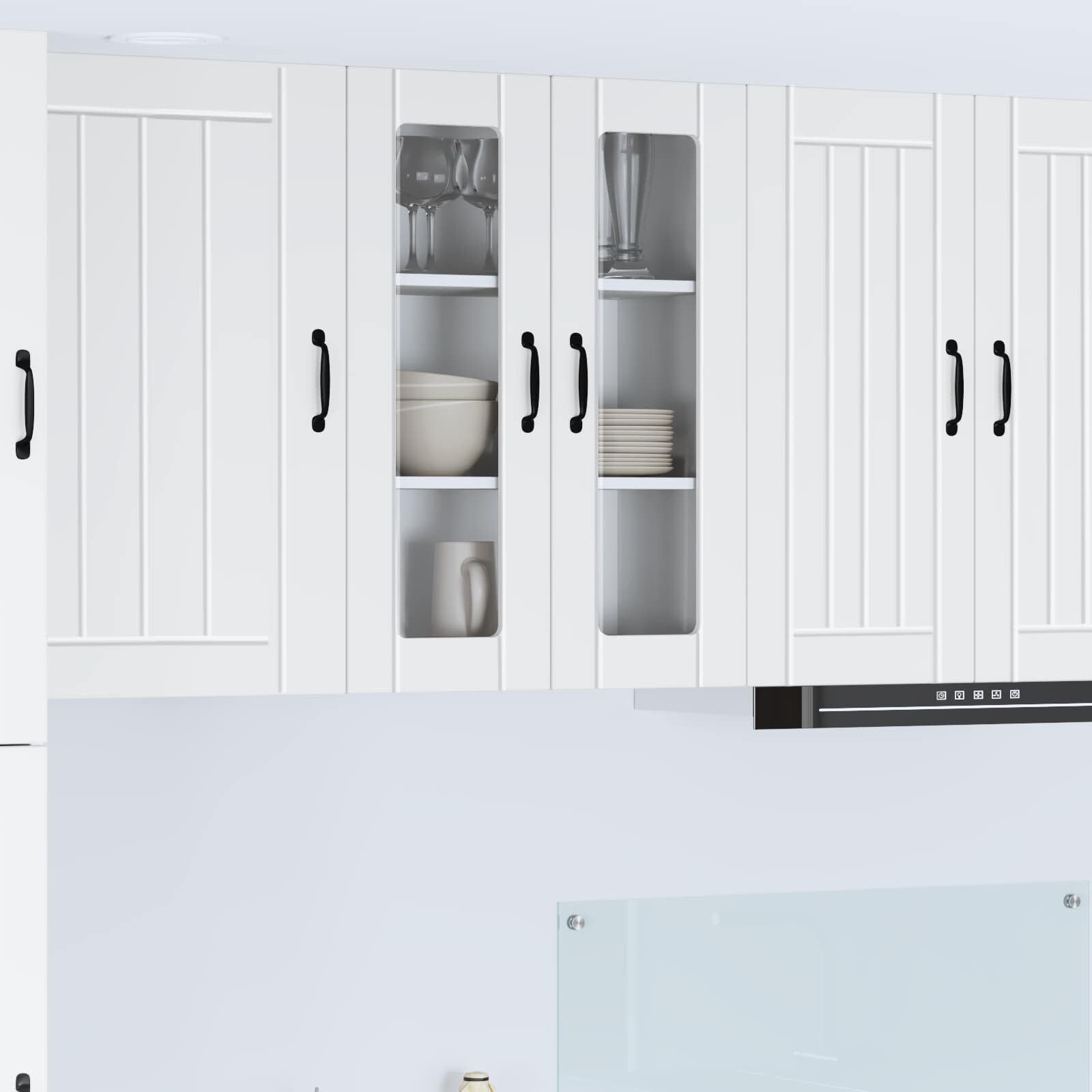 vidaXL Стенен стъклен шкаф LUCCA Бяло 60 x 31 x 80 см