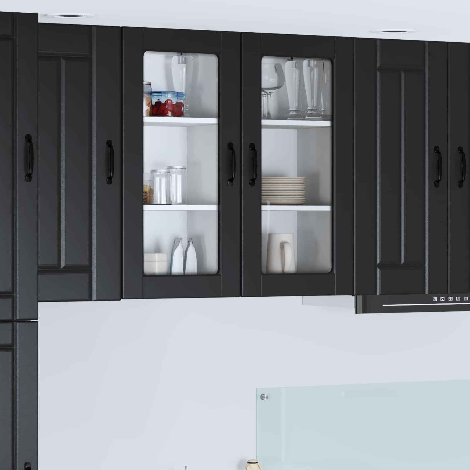 vidaXL Стенен стъклен шкаф LUCCA Черно 40 x 31 x 80 см