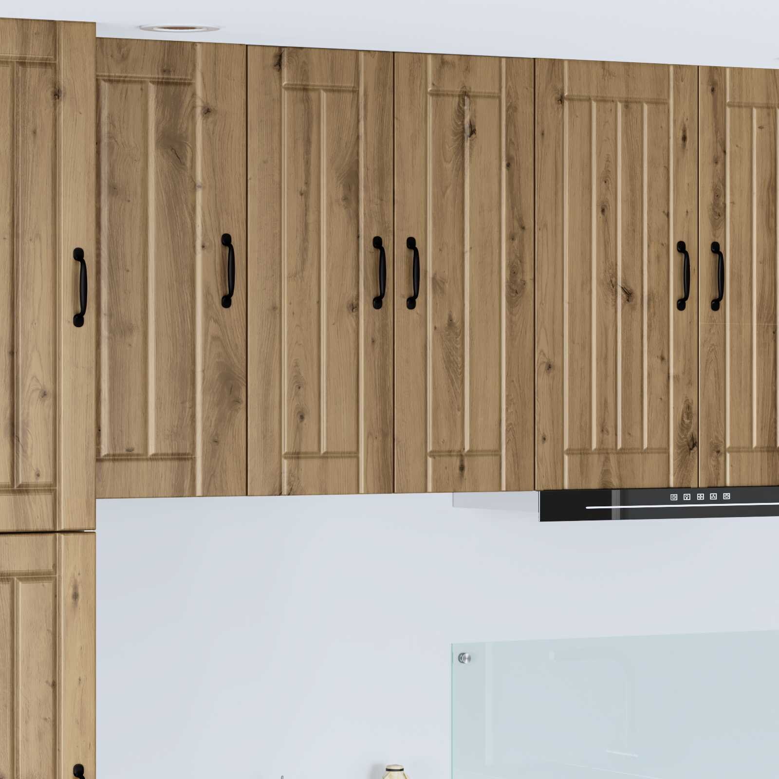 vidaXL Стенен стъклен шкаф LUCCA Дъб артизан 60 x 31 x 80 см