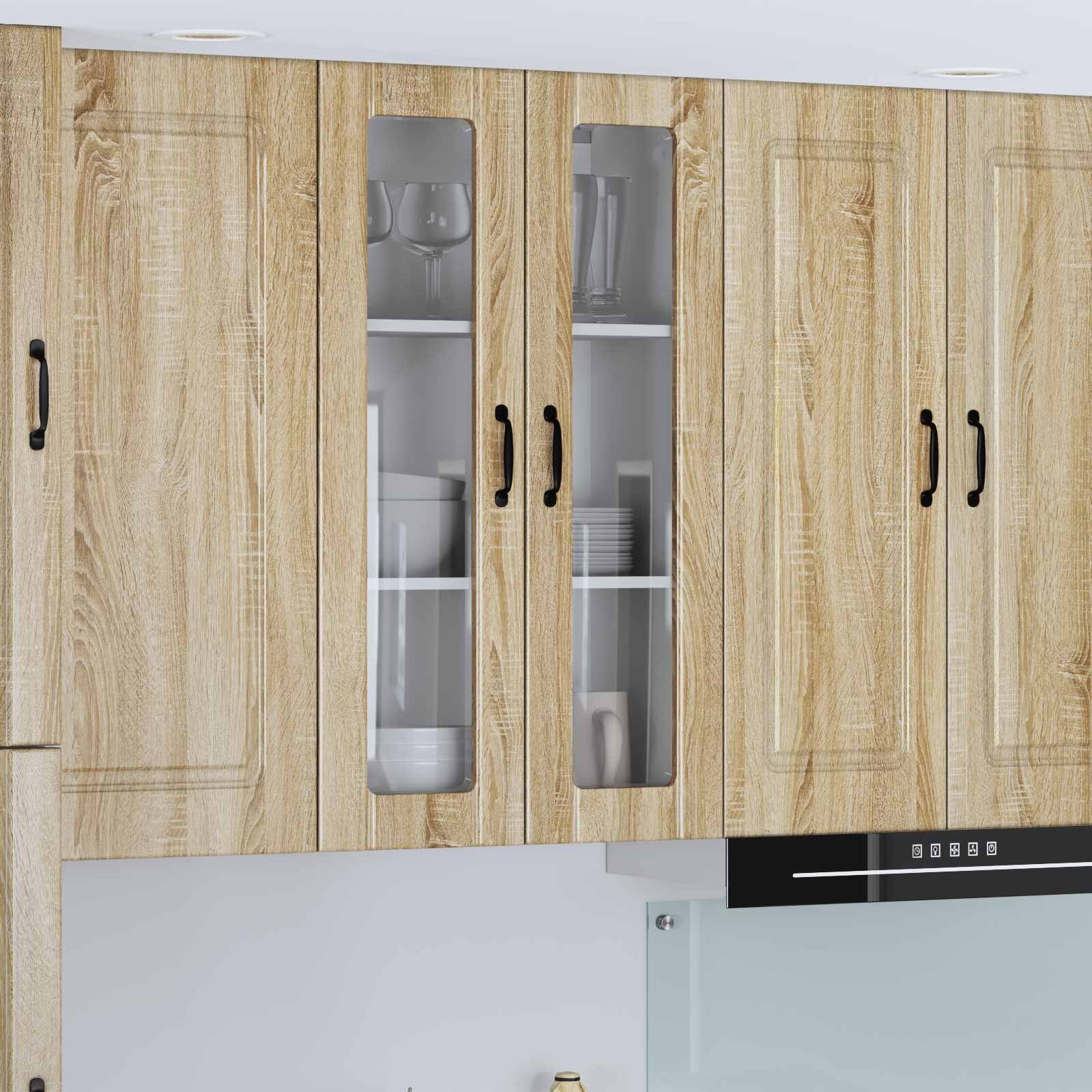 vidaXL Стенен стъклен шкаф LUCCA Дъб сонома 60 x 31 x 100 см