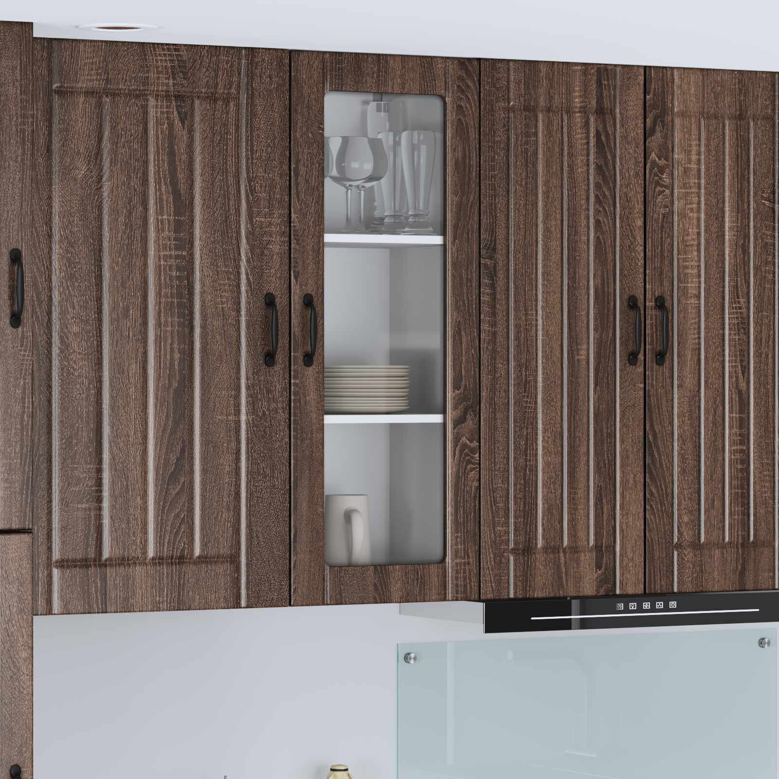 vidaXL Стенен стъклен шкаф LUCCA Кафяв дъб 40 x 31 x 100 см