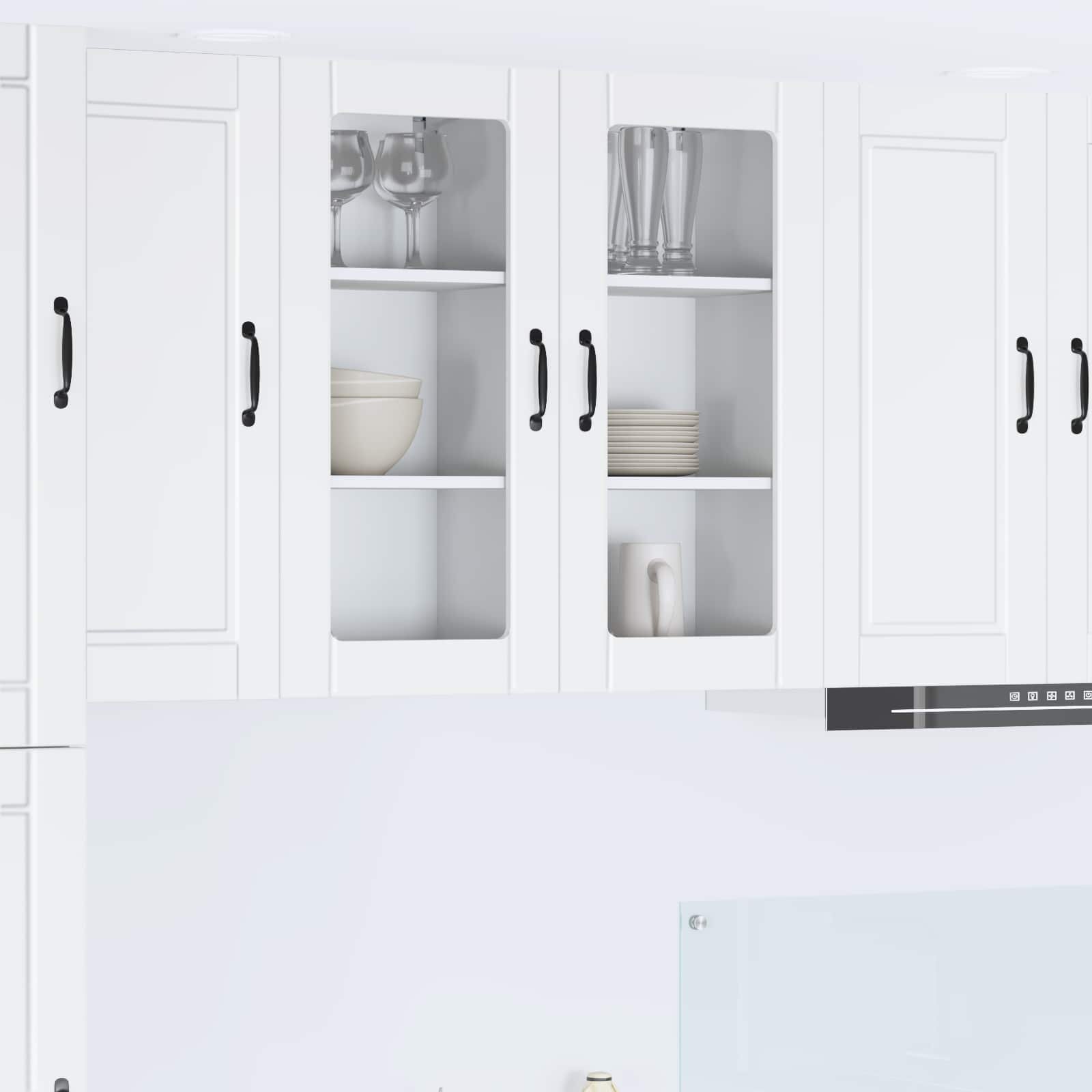 vidaXL Стенен стъклен шкаф PORTO Бяло 40 x 31 x 80 см