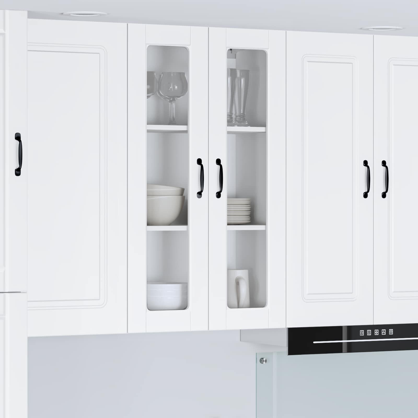 vidaXL Стенен стъклен шкаф PORTO Бяло 60 x 31 x 100 см