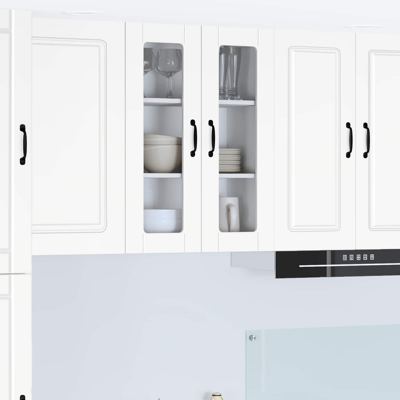 vidaXL Стенен стъклен шкаф PORTO Бяло 60 x 31 x 80 см
