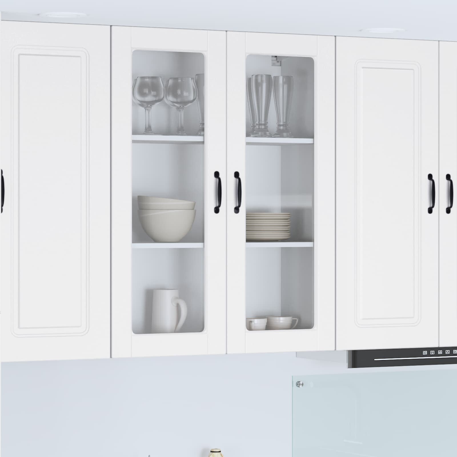 vidaXL Стенен стъклен шкаф PORTO Бяло 80 x 31 x 100 см
