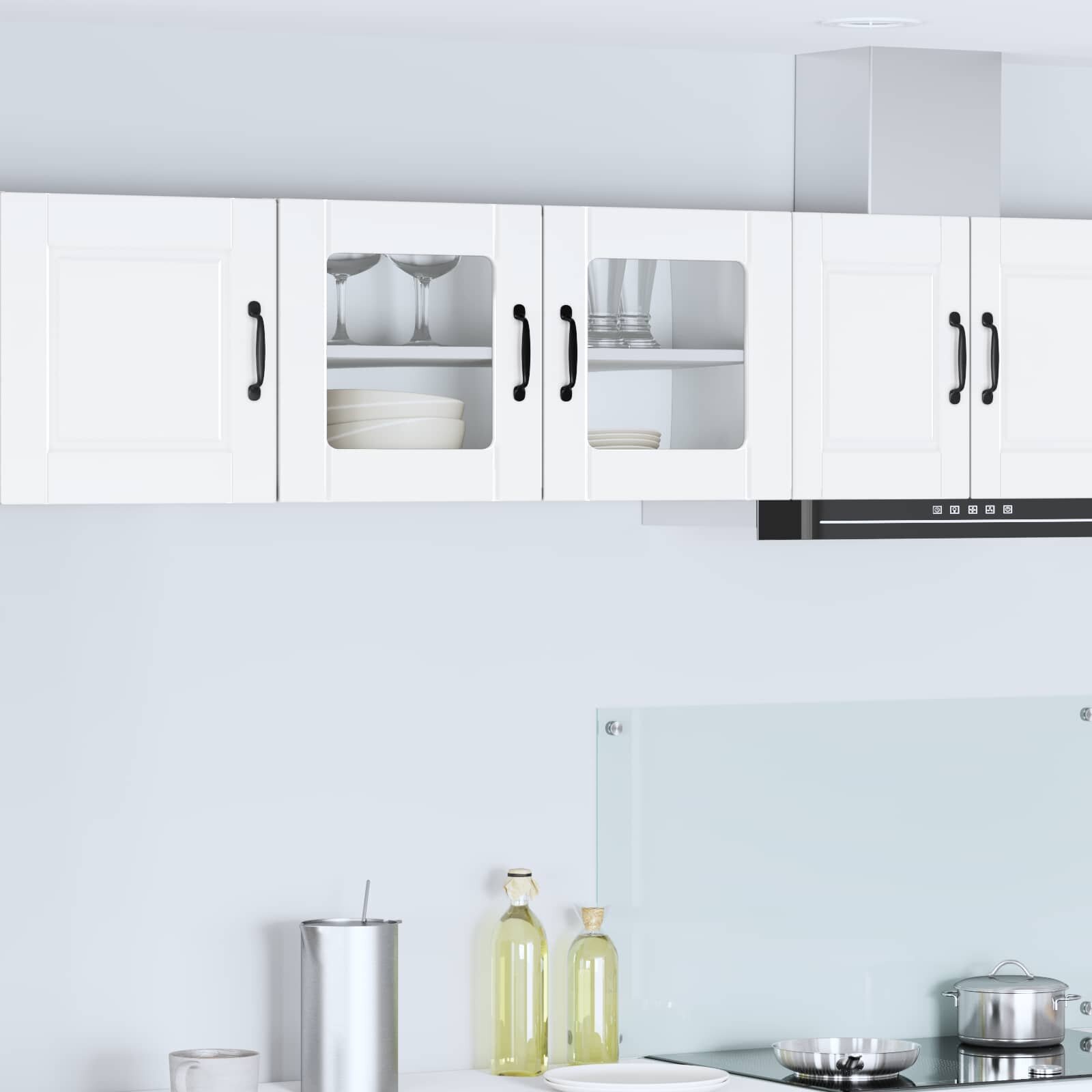 vidaXL Стенен стъклен шкаф PORTO Бяло 80 x 31 x 40 см