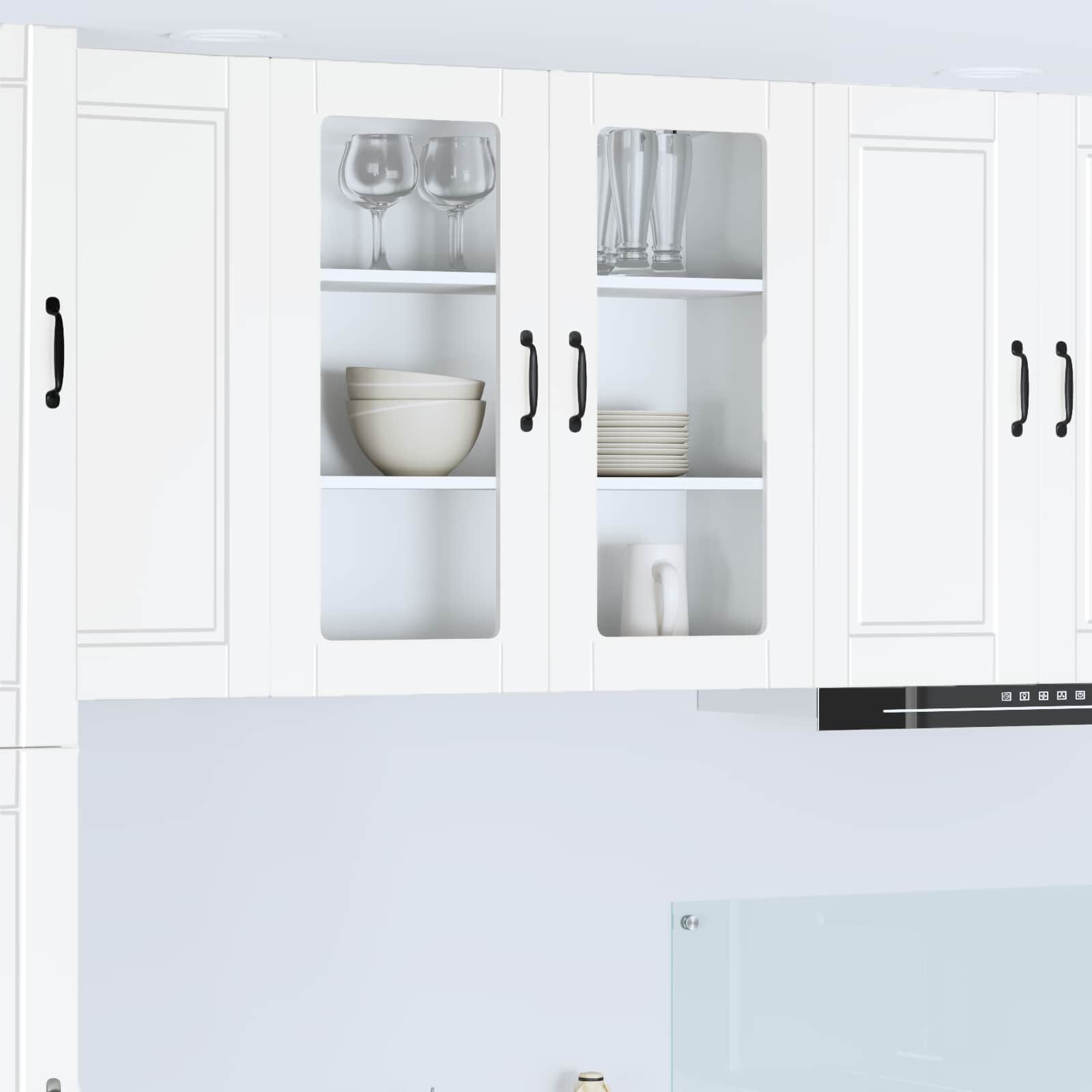 vidaXL Стенен стъклен шкаф PORTO Бяло 80 x 31 x 80 см