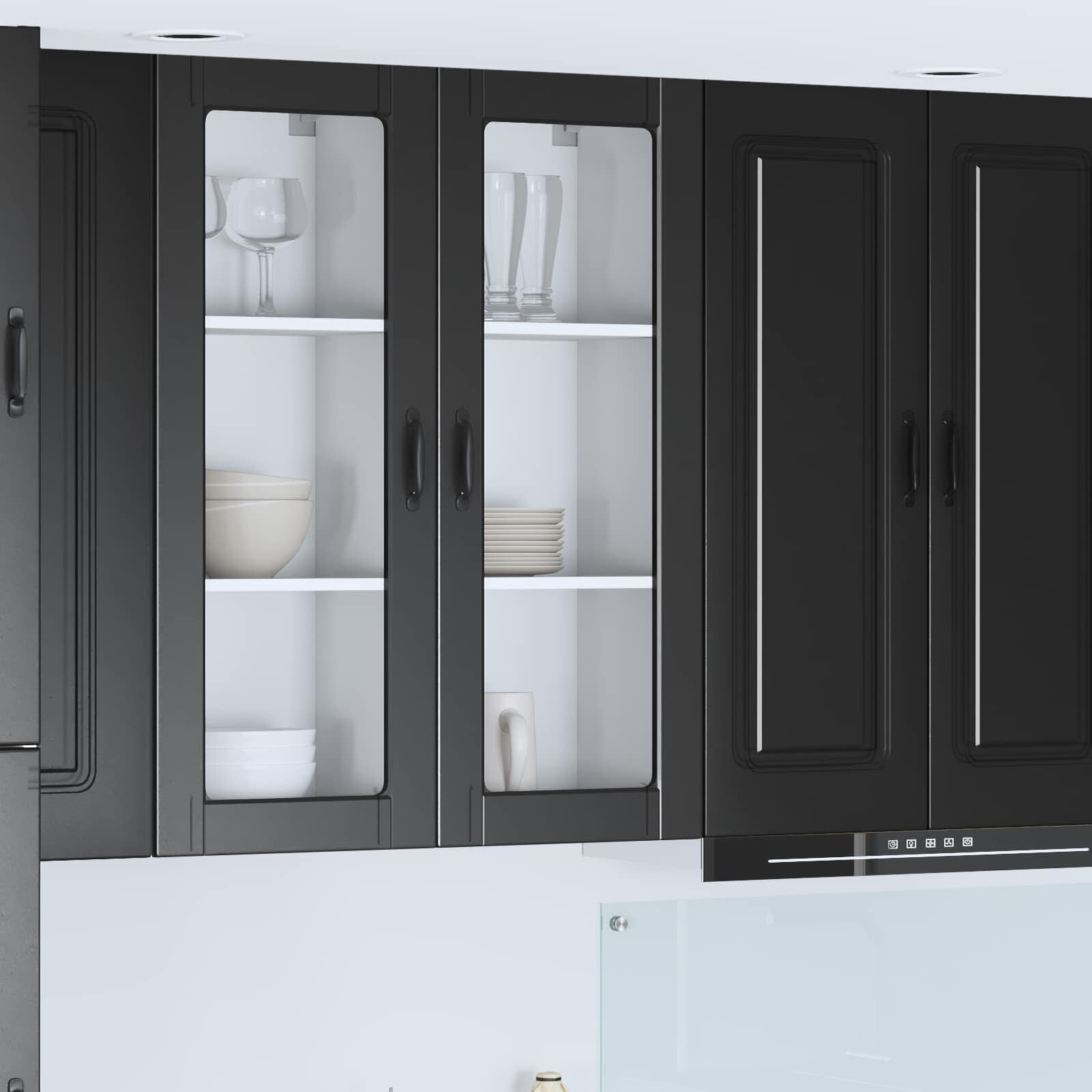 vidaXL Стенен стъклен шкаф PORTO Черно 40 x 31 x 100 см