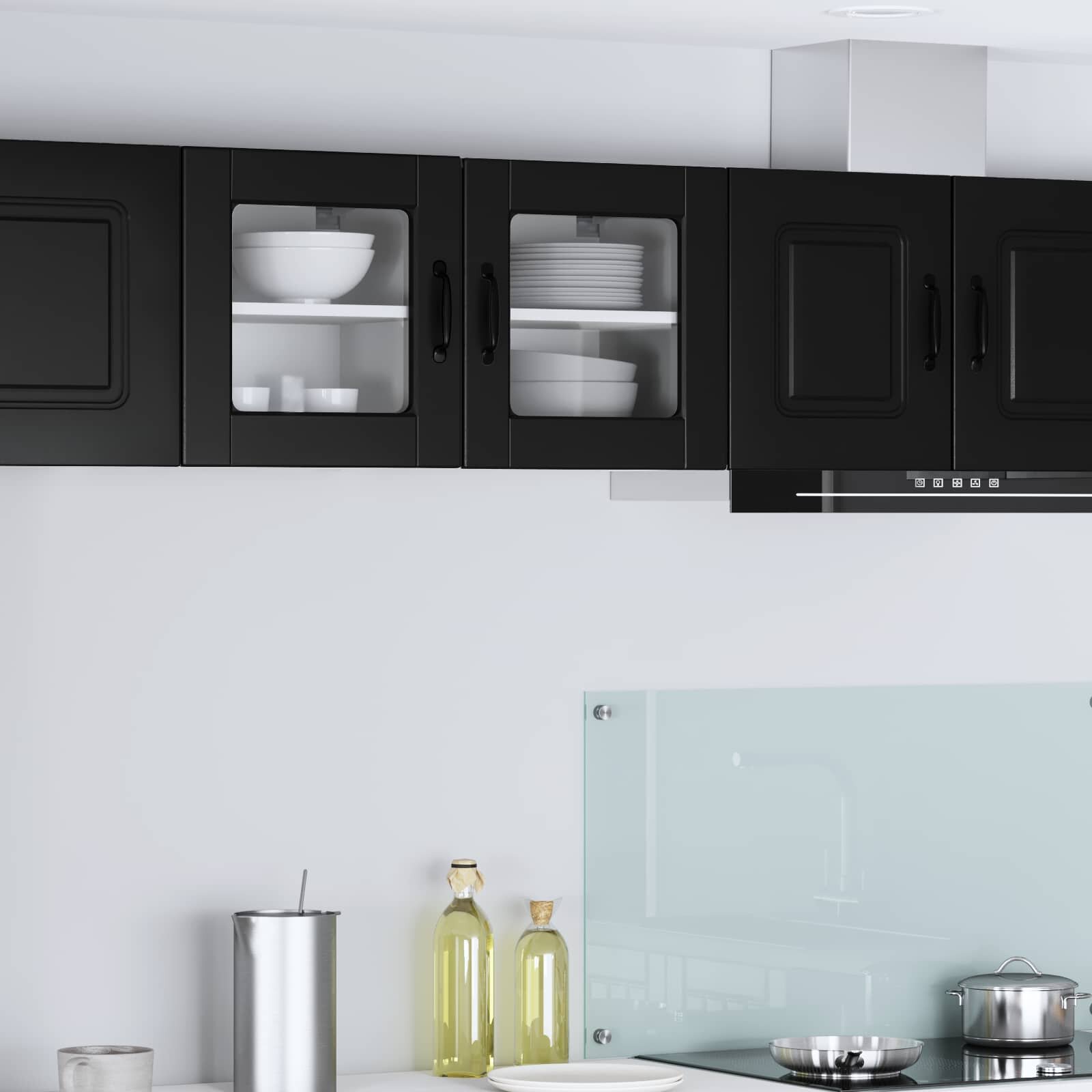 vidaXL Стенен стъклен шкаф PORTO Черно 40 x 31 x 40 см